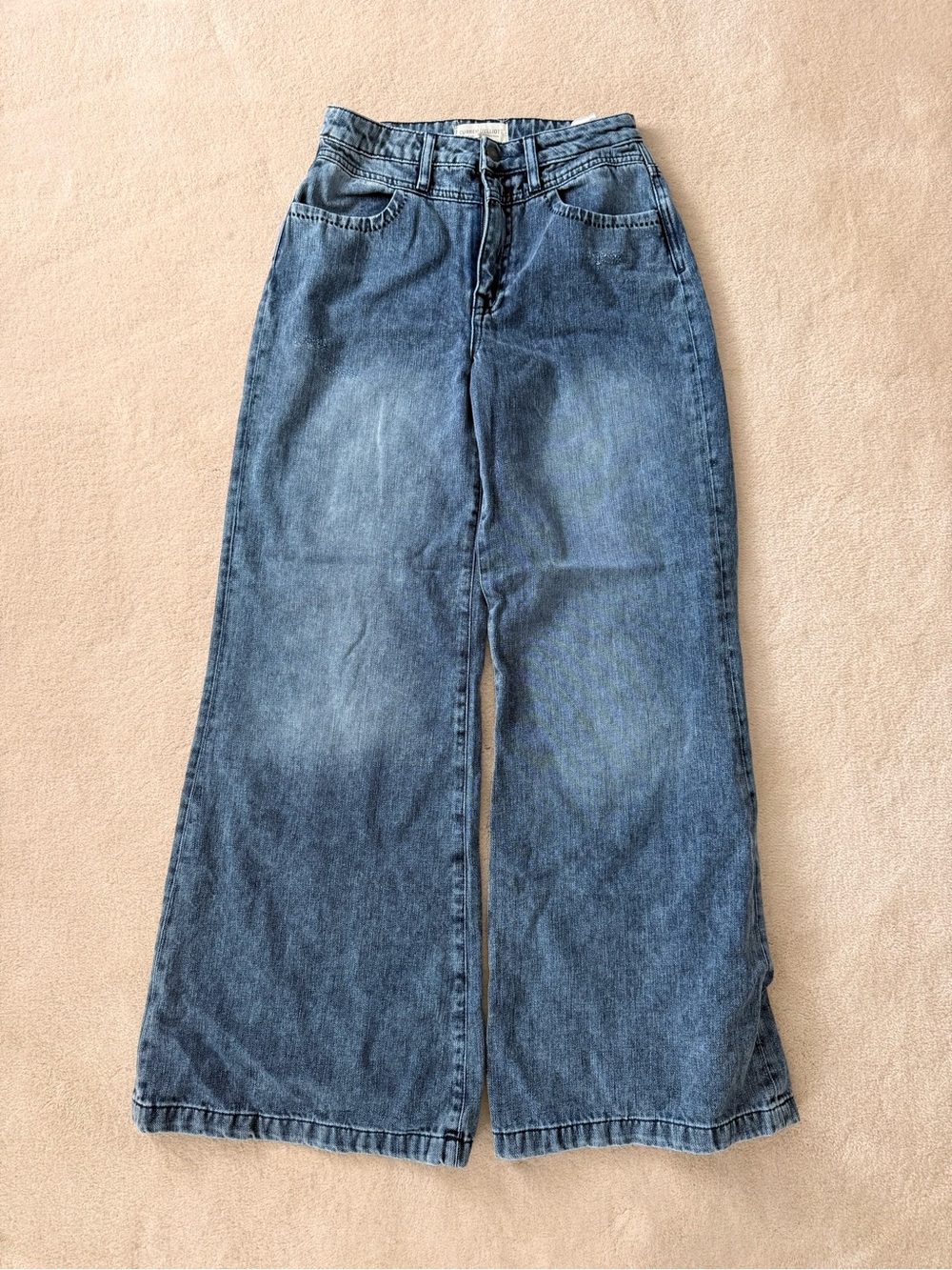 Current/Elliott Wide-Leg Flare Jeans in Medium Blue